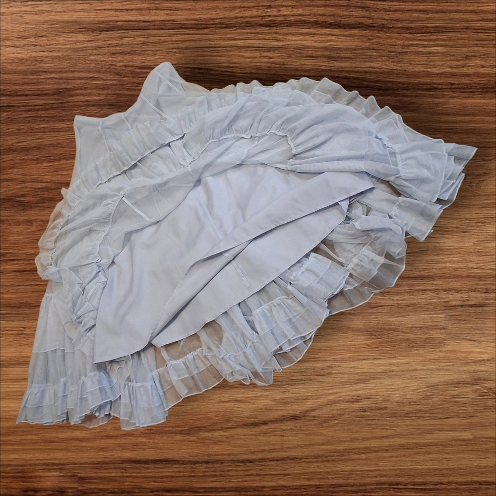 Together Blue Chiffon Ruffel Tiered Mesh High-Waisted Maxi Skirt Women Size 12 - Picture 8 of 16